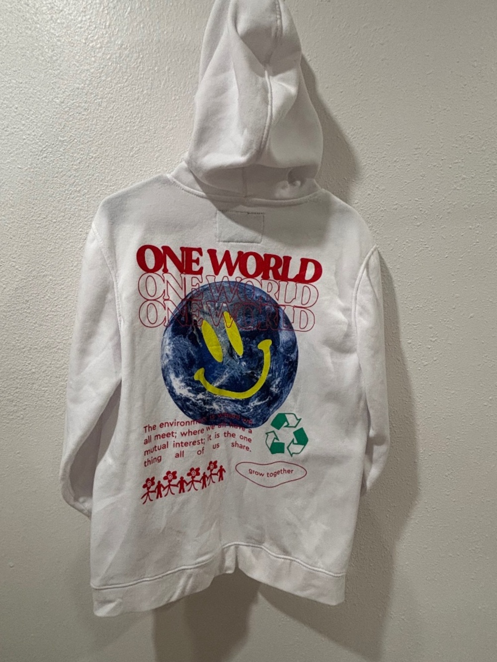 White Trademark Brooklyn Cloth Co Hoodie One World sz Large